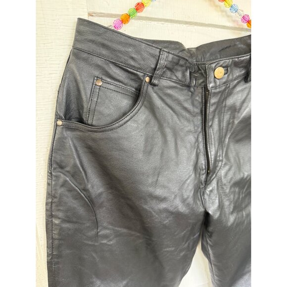 Vintage 90's Bagazio Mens Soft Leather Biker Pants Size 32 - Picture 10 of 16